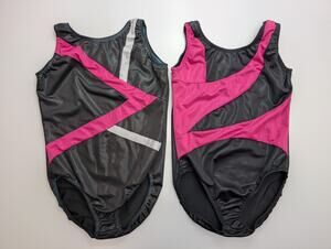 2 Dancina Girls Gymnastics Dance leotard Size 12 Black Pink